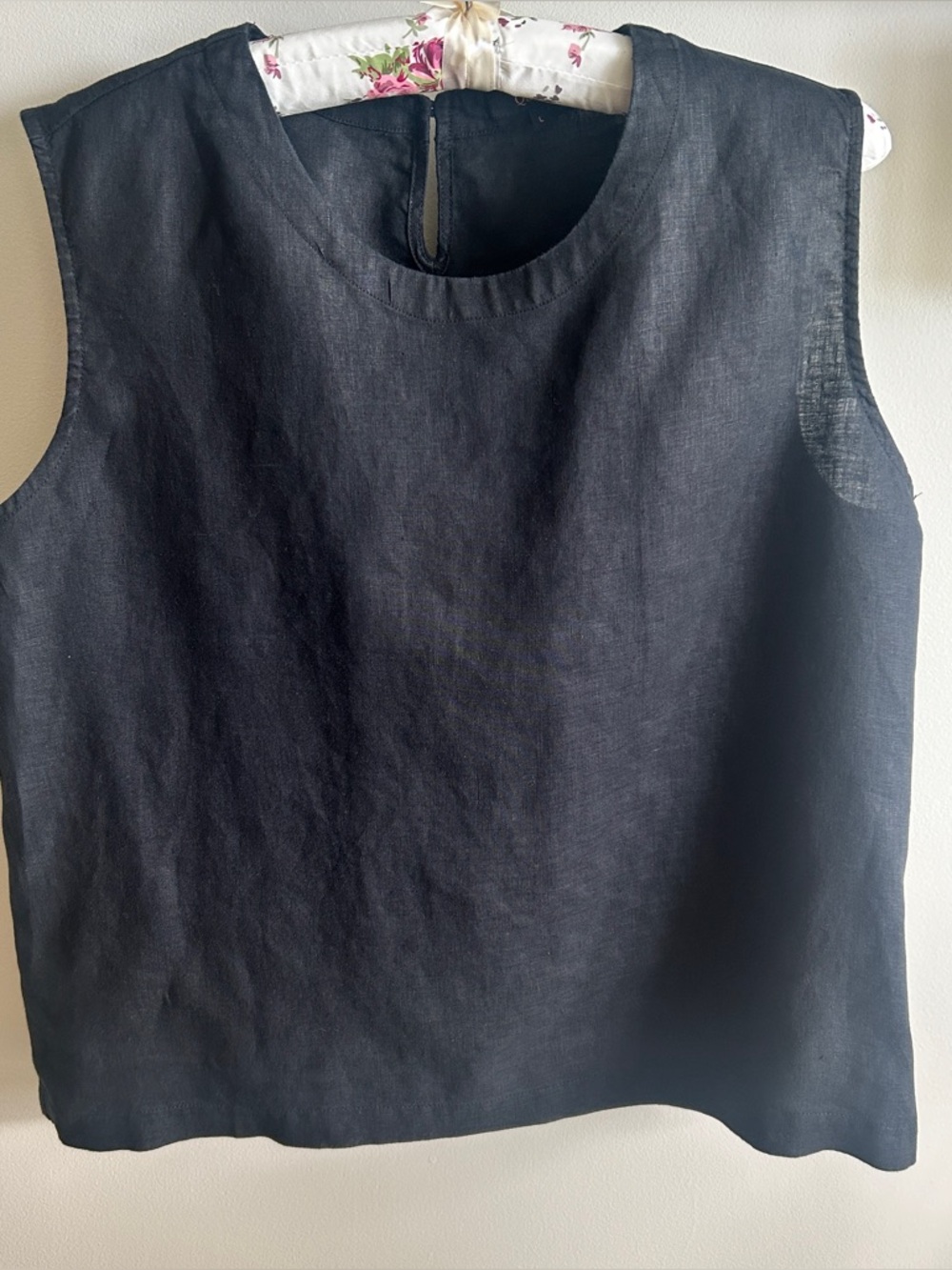 Quince Black European Linen Sleeveless Top